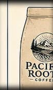 Kraft one-way valve bag with the Pacific Roots medallion stamp